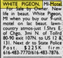 Little Country Inn (White Pigeon Motel) - Aug 1997 For Sale